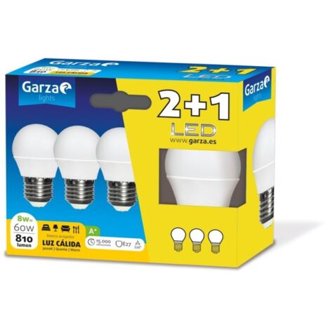 Lampara ilumin esf. led garza e27 8w 810lm 3000k 3 pz