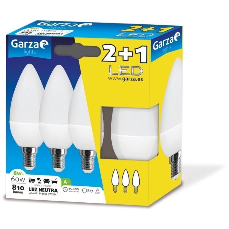 

Lampara Ilumin Vela Led Garza E14 8W 810Lm 4000K 3 Pz
