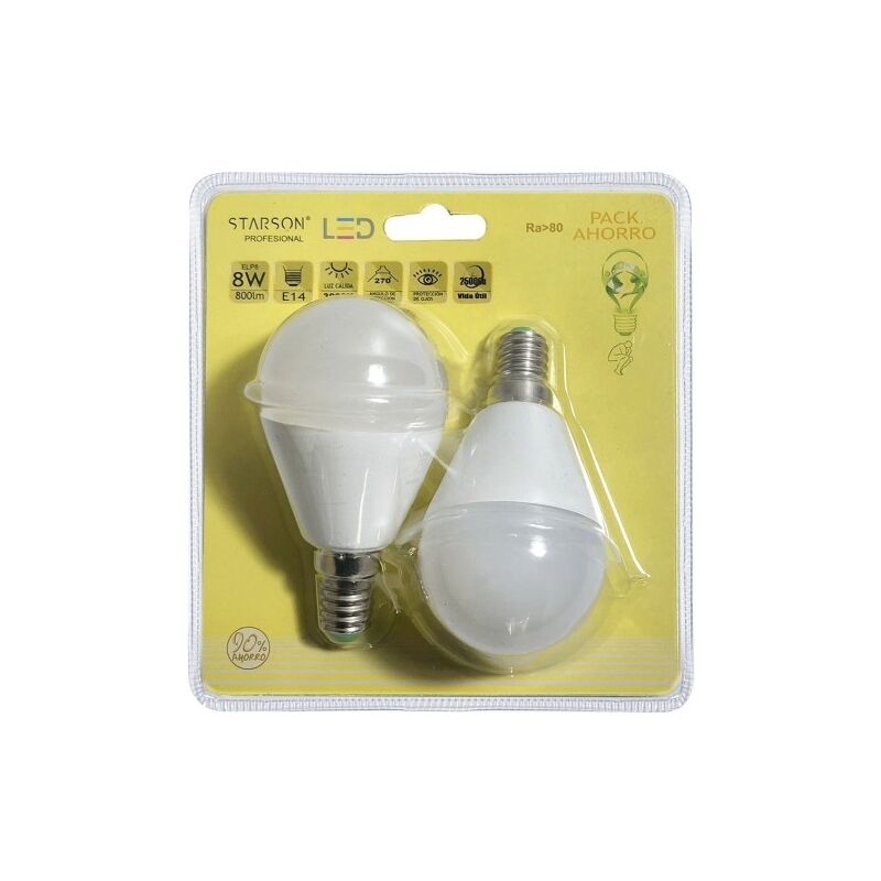 

Lampara Iluminacion Esferica Led E14 8W 3000K 2 Pz - Starson