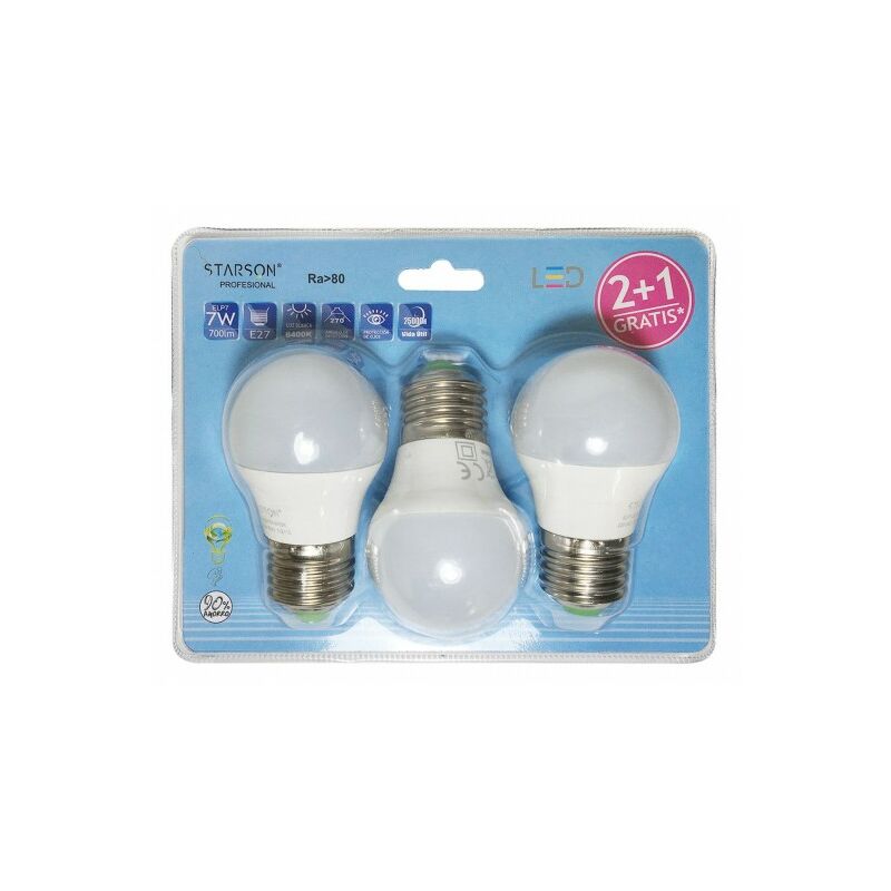 

Lampara Iluminacion Esferica Led E27 7W 6400K 3 Pz - Starson