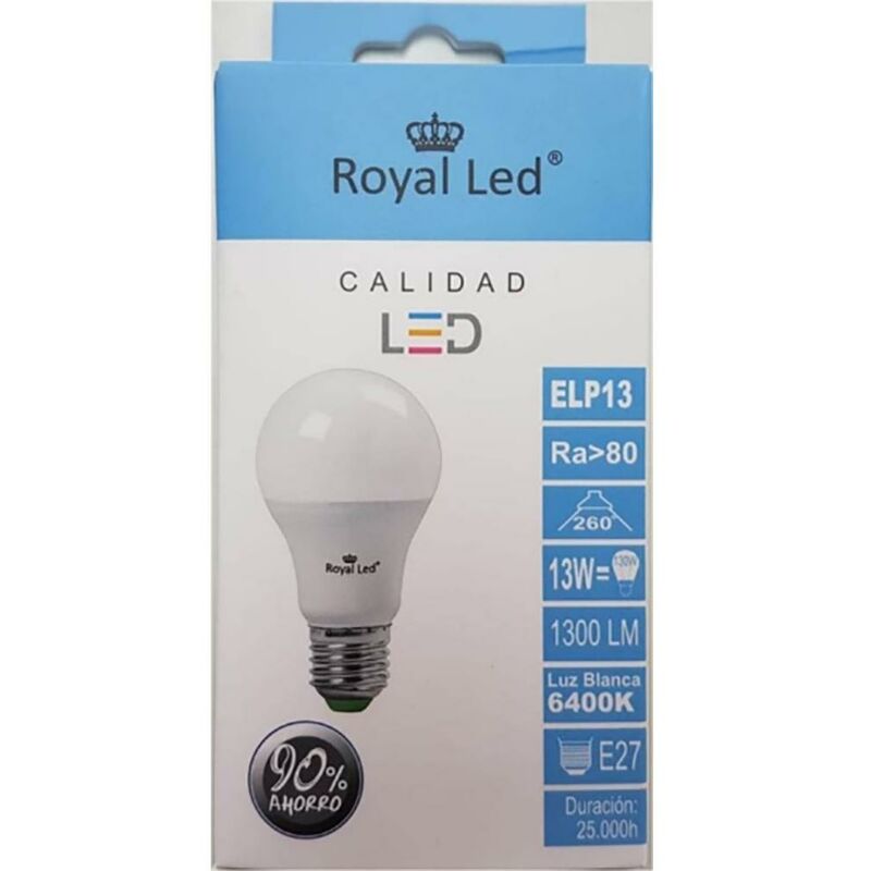 

Lampara iluminacion led estandar e27 13w 1300lm 6400k 111296 - Royal Led