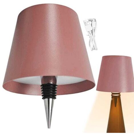 Lámpara inalámbrica para botella de vino, Tai'deng, regulable en 3 colores, lámpara portátil para botella de vino, rosa.