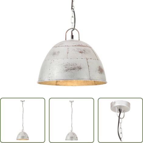 Lámpara industrial -  Lámpara colgante vintage 25 W plateada redonda 31 cm E27
