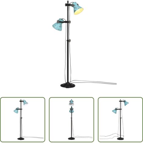 Lámpara industrial -  Lámpara de pie azul desgastado 25 W E27 25x25x90/140 cm