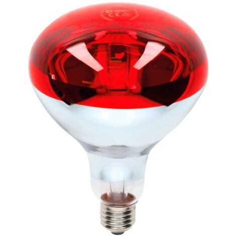 Lampara infrarrojos bombilla calefactora 250W E27 R125  bombilla de calor para pollitos  Lampara infrarrojos fisioterapia