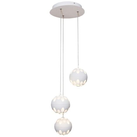 LAMPARA LED 3 BOLAS 3x7W 2700K 150º 100-240V BLANCO diámetro de la bola 125 mm