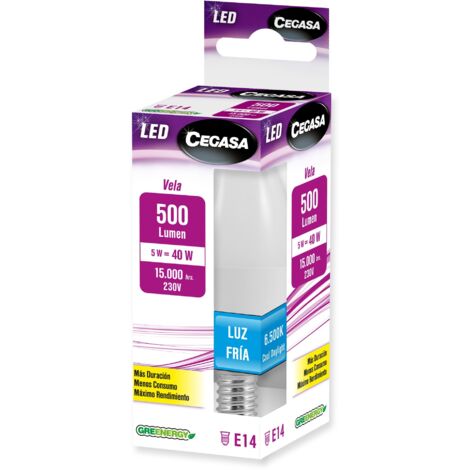 LAMPARA LED CEGASA VELA 5W E-14 500LM 6500K