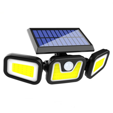 Lámpara LED COB de exterior para montaje en pared, alimentada por energía solar, con detector de movimiento, iluminación activada por movimiento, ángulo ajustable, resistente al agua, para jardín y en