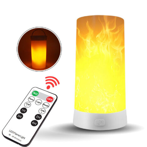 Lámpara LED con efecto llama, lámpara de llama con control remoto y temporizador, recargable por USB, 3 modos, luces de fuego impermeables, farol de chimenea, velas sin llama para el hogar.