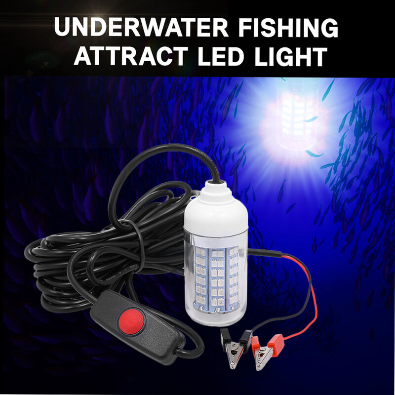 

Lampara LED de atraccion de pesca submarina de 12 V y 15 W, luz del sistema de busqueda de peces con cable de alimentacion de 30 pies y clip de