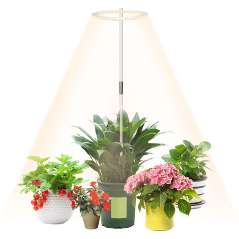 Lámpara LED de espectro completo para plantas con temporizador – Lámpara para plantas de interior, flores y hortalizas – 13 cm, ABS, luz amarilla