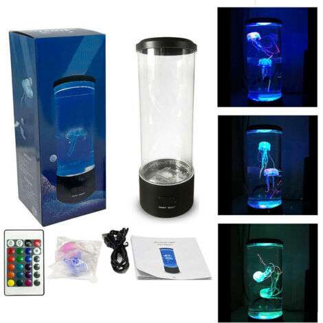 Lámpara LED de medusas, gran simulación de medusas coloridas, luz de ambiente para dormitorio, luz nocturna con enchufe USB para hogar, oficina, estudio, mesita de noche y sala de estar.