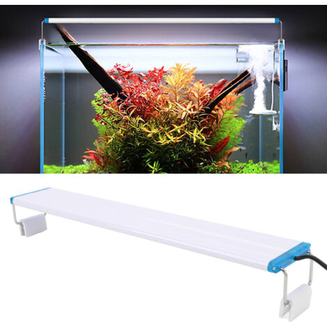 Lámpara LED de PVC para acuario, 3 colores, ultrafina, con montaje mediante clip y tuerca, enchufe europeo, 38 cm.