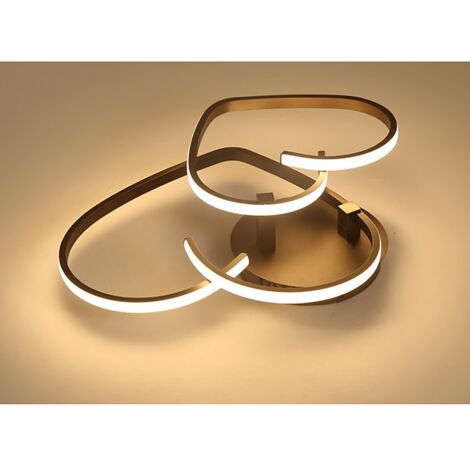Lámpara LED de techo en forma de corazón de 55 cm con marco color café, suspensión creativa de doble corazón, lámpara de techo para salón o dormitorio con mando a distancia.