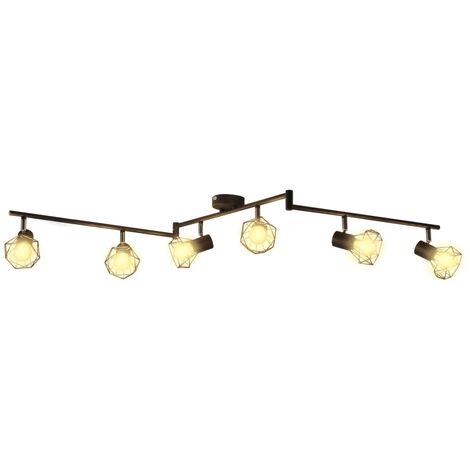 Lámpara LED de techo, estilo industrial, seis focos negro
