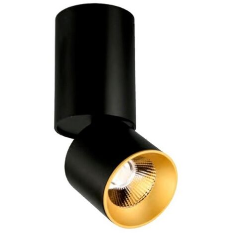 LAMPARA LED DE TECHO TUBULAR DIRECCIONABLE 10W 3000K 24º 230V NEGRO interior dorado