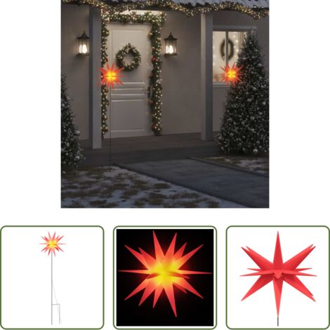 Lámpara LED -  Lámpara de Navidad con LED y estaca tierra plegable roja 57 cm