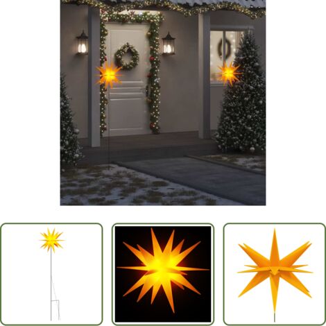 Lámpara LED -  Lámpara de Navidad LED y estaca tierra plegable amarilla 57 cm