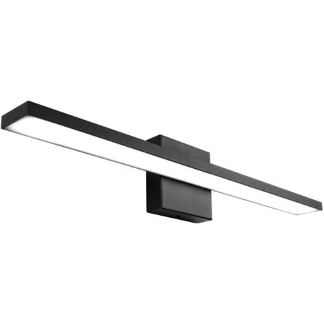 Lámpara LED moderna para tocador de baño de 60 mm, color negro, aluminio esmerilado, 20 W, luz blanca de 6000 K.