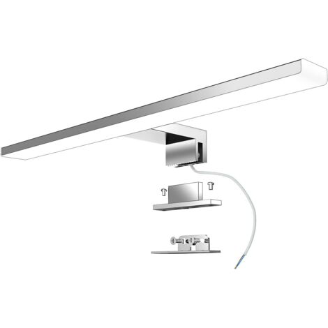 Lámpara LED para espejo de baño, 40 cm, 7 W, 820 lm, 230 V, luz blanca neutra de 4000 K, lámpara para espejo de baño de acero inoxidable ultradelgado de clase II, lámpara para espejo de pared/pinza, 4