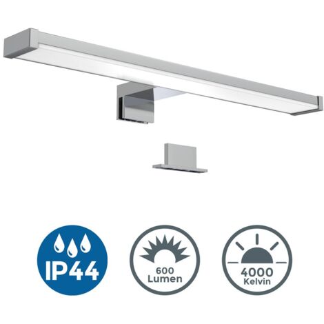 Lámpara LED para espejo I Lámpara para baño I Lámpara de maquillaje I Lámpara para armario I Lámpara de sujeción I Blanco neutro I 600 lúmenes I IP44 I Longitud del producto: 40cm