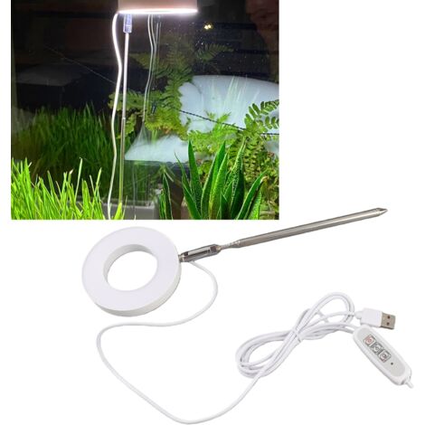 Lámpara LED para plantas de interior: luz USB de espectro completo con brillo ajustable y temporizador.