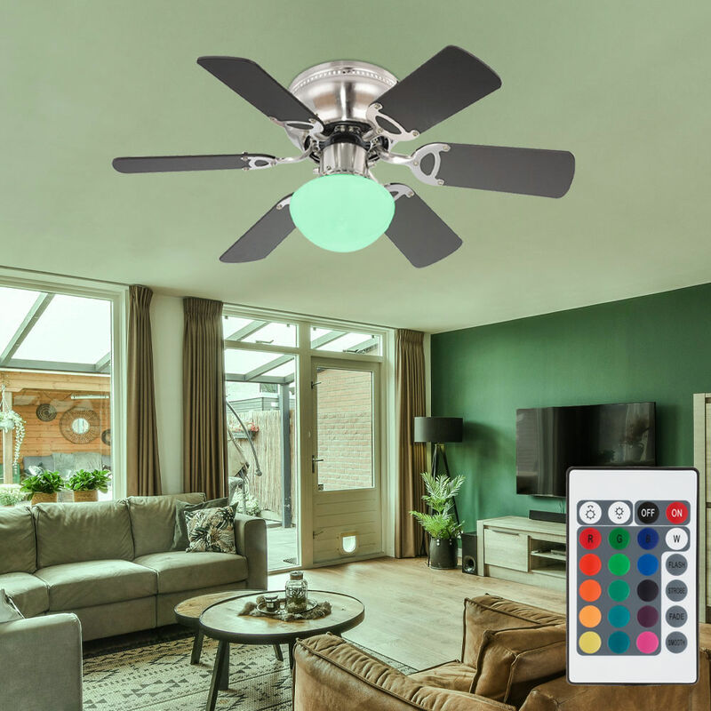 

Ventilador de techo LED con cambiador de color RGB interruptor de tirón de control remoto 3 pasos adelante / atrás 76 cm