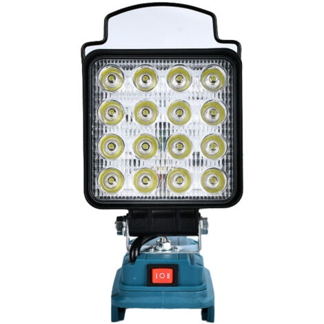 Lámpara LED recargable para batería Makita de 18 V aplicable, luz de trabajo portátil de 48 W, reflector LED recargable con carga tipo C y USB (sin batería)