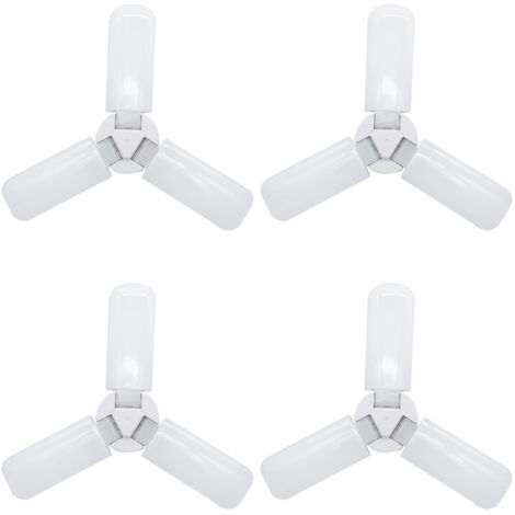 Lámpara LED regulable para garaje 6000 lm 6500 K, 3 paneles ajustables E27/E26, ideal para talleres, almacenes y exteriores (pack de 4)