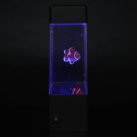 Lámpara LED relajante para acuario, luz nocturna con forma de volcán, plástico ABS, negro/claro, 7 x 7 x 23 cm