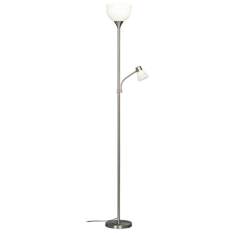 Lámpara LED SMD de pie de salón “Nimbus” (18W+5W 3000K 230V) IP20 fabricada en acero y ABS color níquel