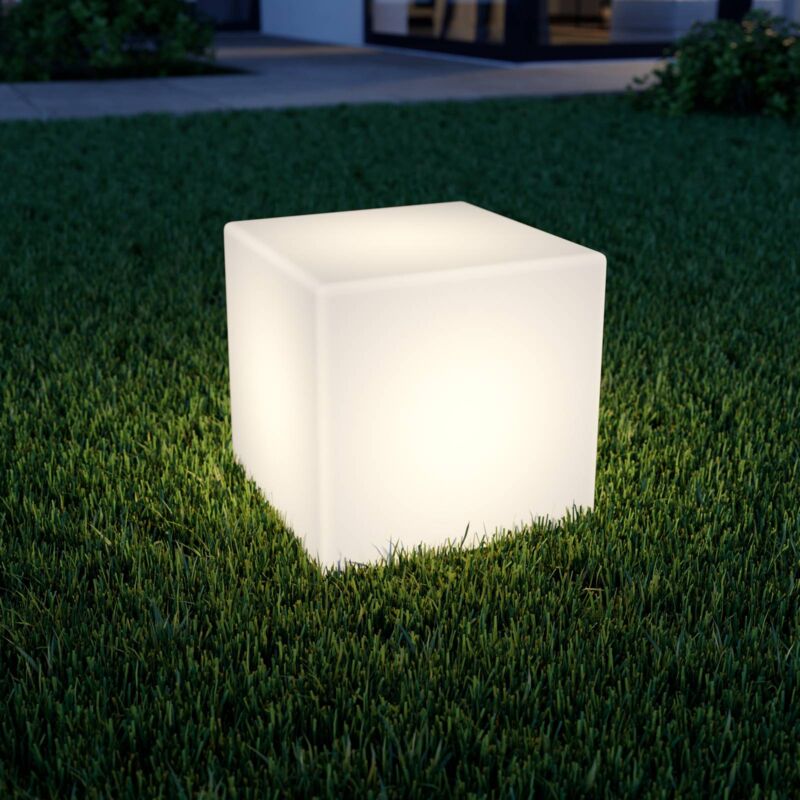 

Lámpara LED solar Ziva con forma cúbica, blanco
