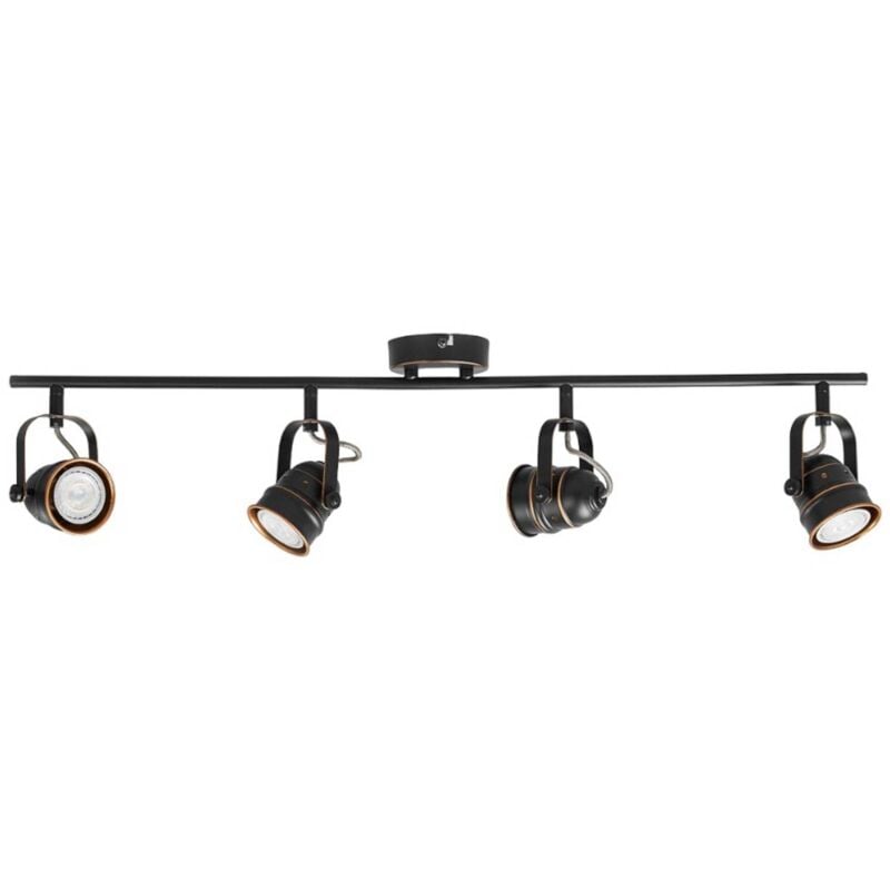 

Lámpara LED techo Leonor 4 bombillas, negro-dorado