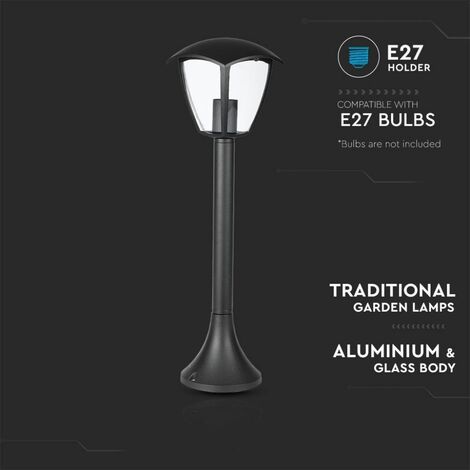Lámpara LED V-TAC con portalámparas E27 (máx. 60 W), color negro, 60 cm de alto, IP44