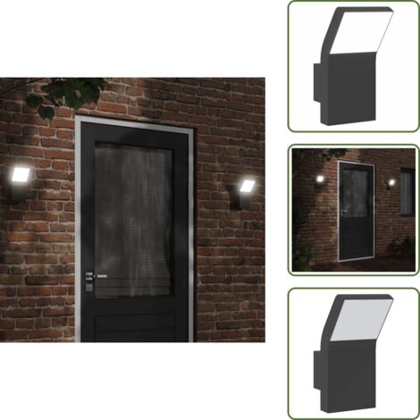 Lámpara LED - vidaXL Lámpara de pared LED de exterior aluminio fundido negro - Jardín
