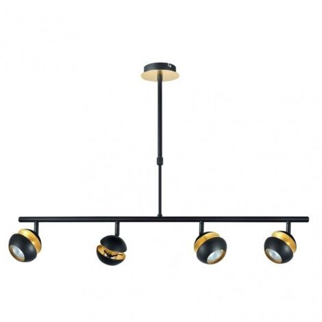 Lampara lineal 4 luces BEETHOVEN negro-oro gu10 Fabrilamp
