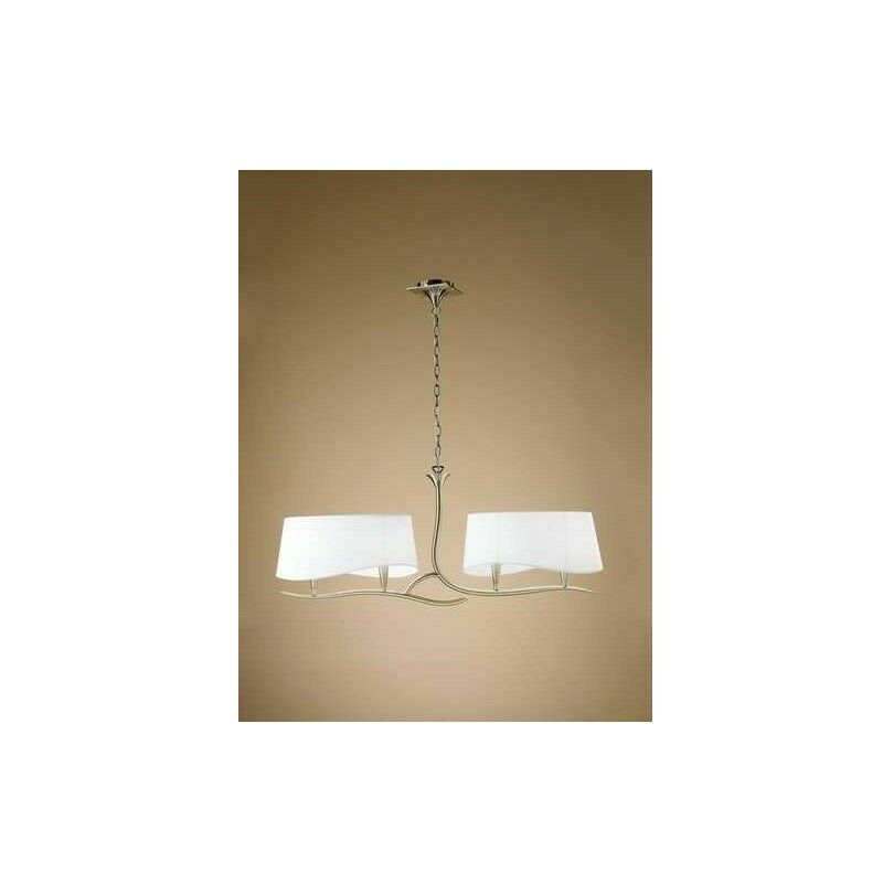 

Lámpara lineal 4 Luces NINETTE cuero sat. Con dos pantallas blanco roto