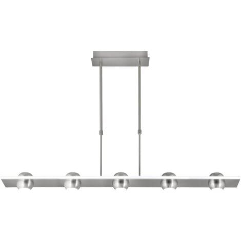 Lámpara lineal 5 luces modelo Fanton acabado niquel satinado 64 cm(alto) 90 cm(ancho) 12 cm (fondo).