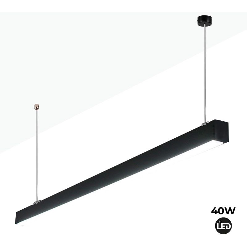 

Luminaria lineal LED de suspensión 120cm 40W 3400lm | Negro