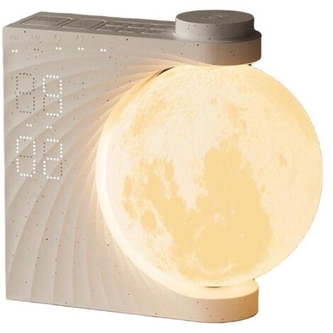 Lámpara lunar con luz de despertador, luz lunar RGB de 8 colores, 10 sonidos naturales, luz nocturna con 3 niveles de brillo, lámpara de mesita de noche para mujer.