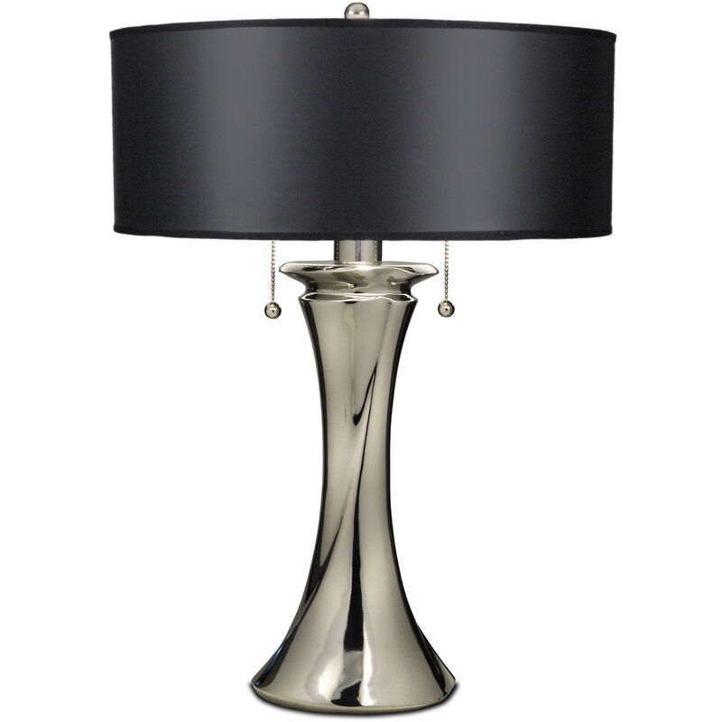 

02elstead - Elstead Manhattan - Lámpara de mesa de 2 luces, níquel pulido, E27