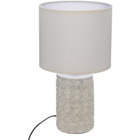 Lámpara Melo de cerámica beige, pantalla de algodón, estilo boho