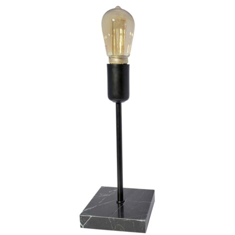 LAMPARA MESA BASE MARMOL CON PORTALAMPARAS E27 NEGRO