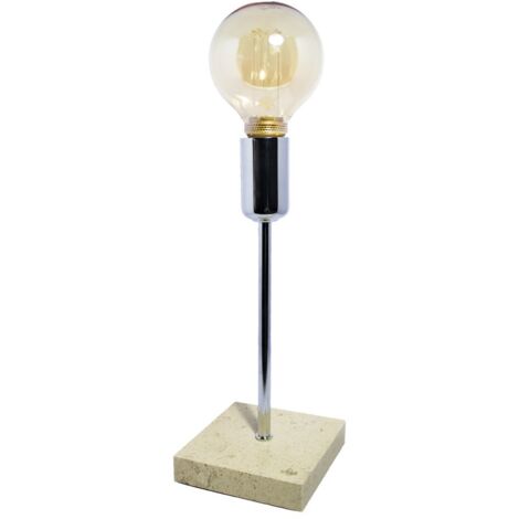 LAMPARA MESA BASE MARMOL CON PORTALAMPARAS E27 PLATA
