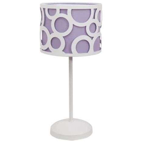 Lámpara Mesa Infantil Color Blanco y lila. 1xE14 . Medidas 40x15cm.