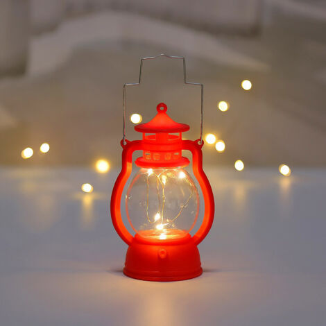 Lámpara miniatura decorativa – Pequeña linterna de fiesta – Plástico resistente – Con LED intermitente y 3 pilas de alto rendimiento – Para colocar de pie o colgar