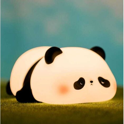 Lámpara nocturna Panda, lámpara nocturna LED de silicona para mascotas, luz nocturna regulable de 3 niveles, lámpara táctil recargable USB inalámbrica