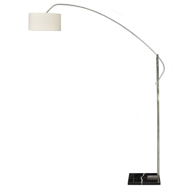 

Lámpara OMEGA, pie de salón, cromada, mármol, pantalla blanca