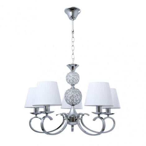 Lampara ordoñez 5xe14 cromo pantalla blanca regx60x60 cm