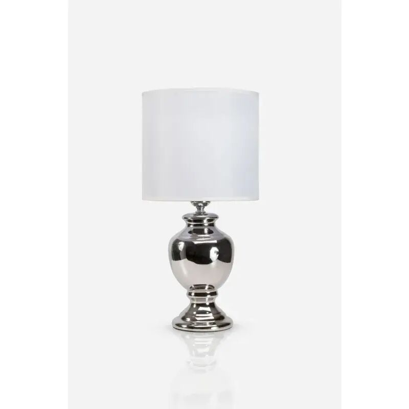 Lámpara para mesa con base de cerámica - Blanco/Metalizado